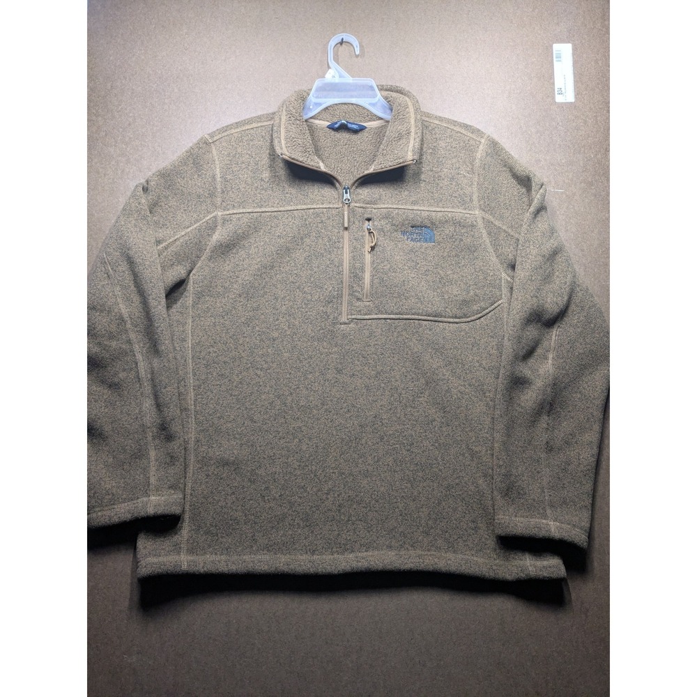 The North Face Mens Gordon Lyons Quarter Zip Fleece Pullover Brown Large